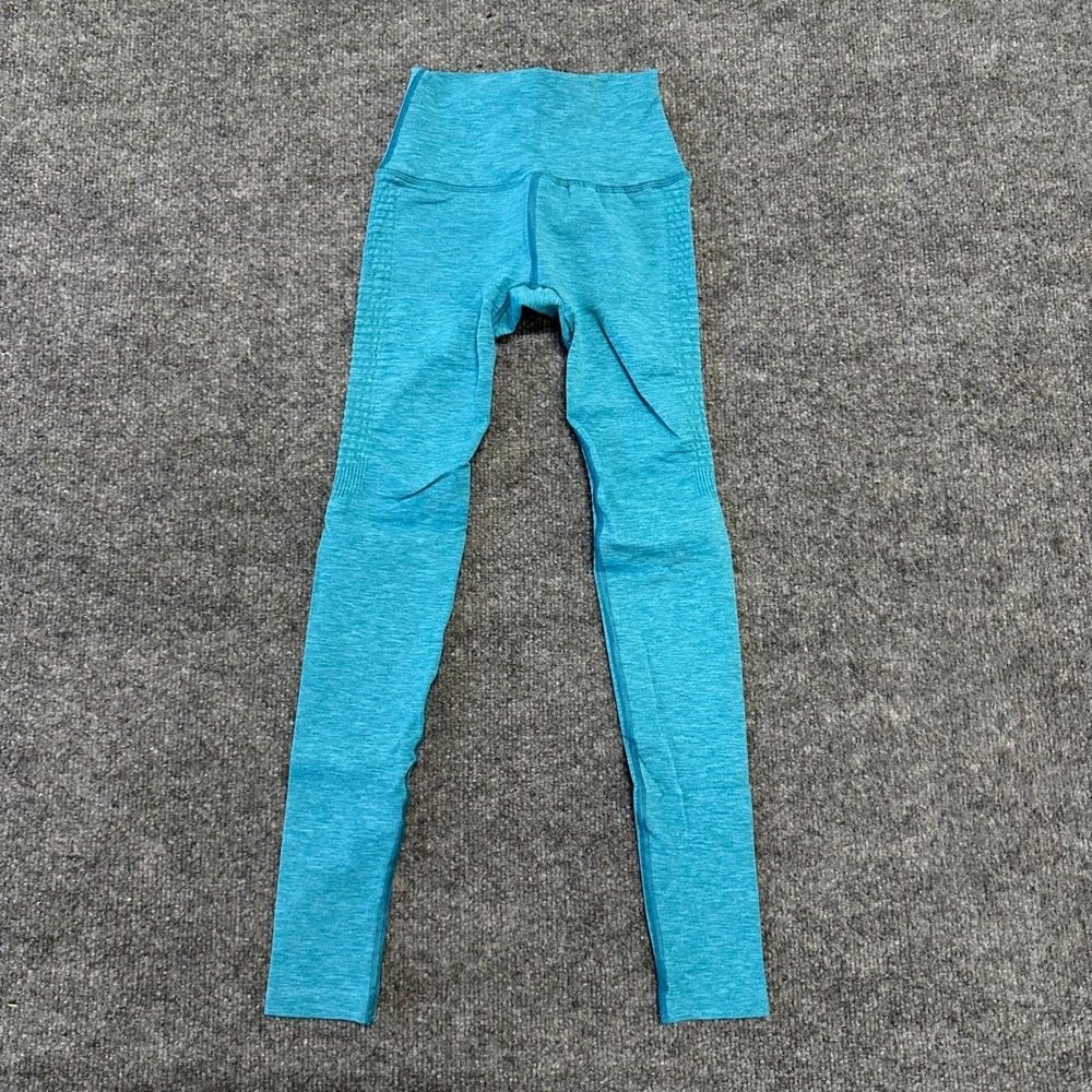 Alphalete Leggings Womens Size XS Teal Blue Seamless High Waist Athletic Gym